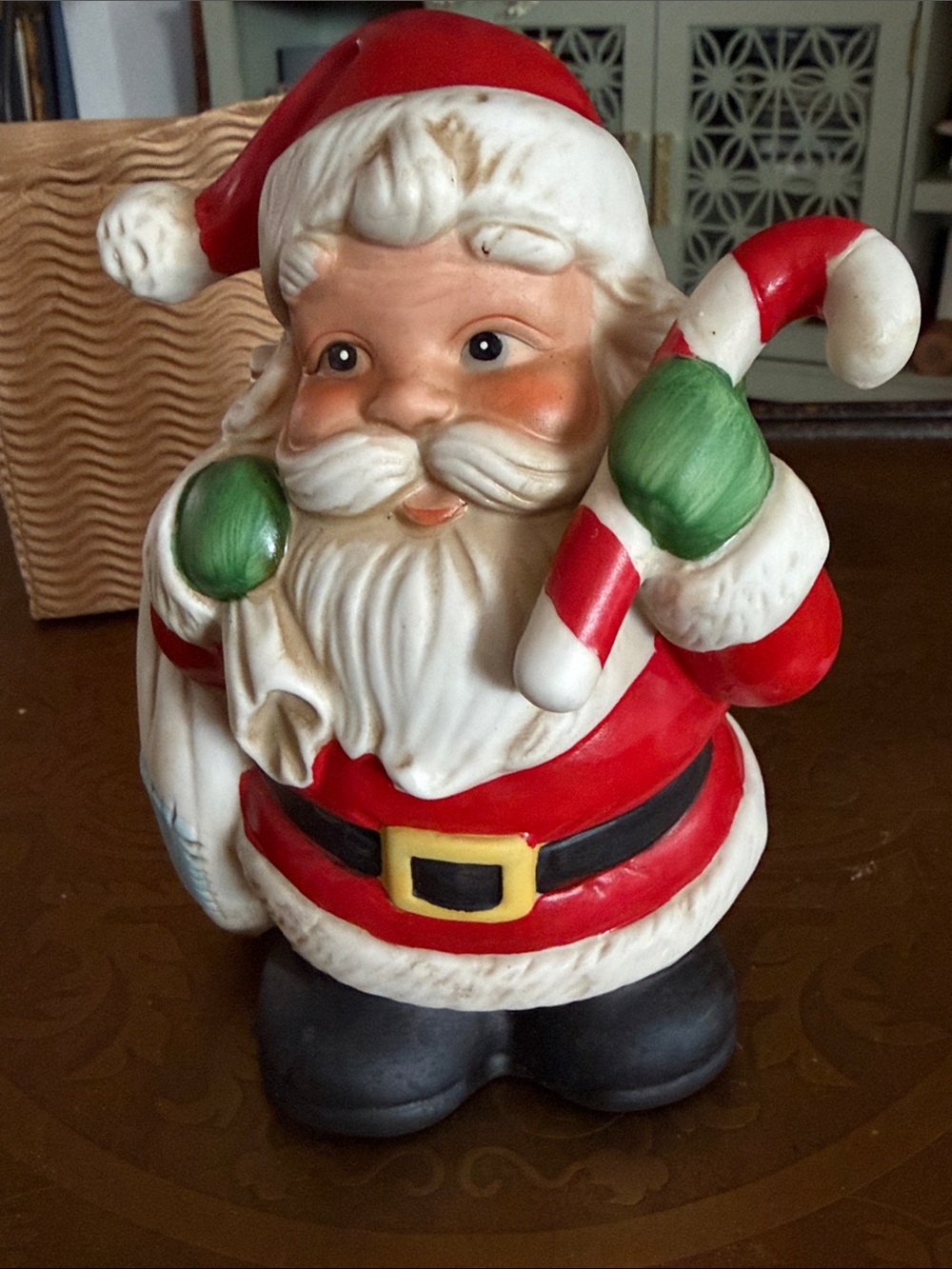 Festive Ceramic Santa Figurine - Red & White Holiday Bank